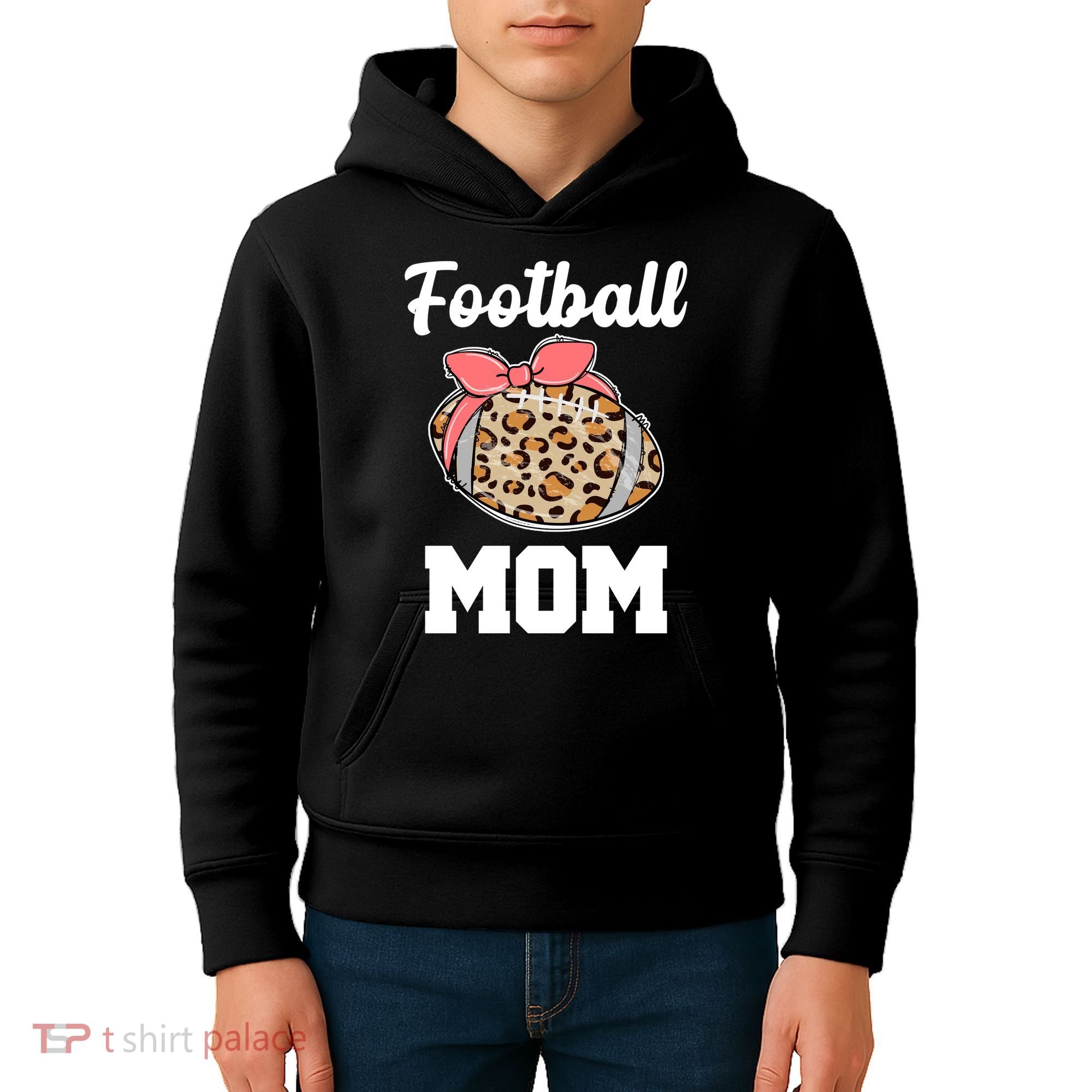 Leopard Football Mom Cute Gift Kids Hoodie