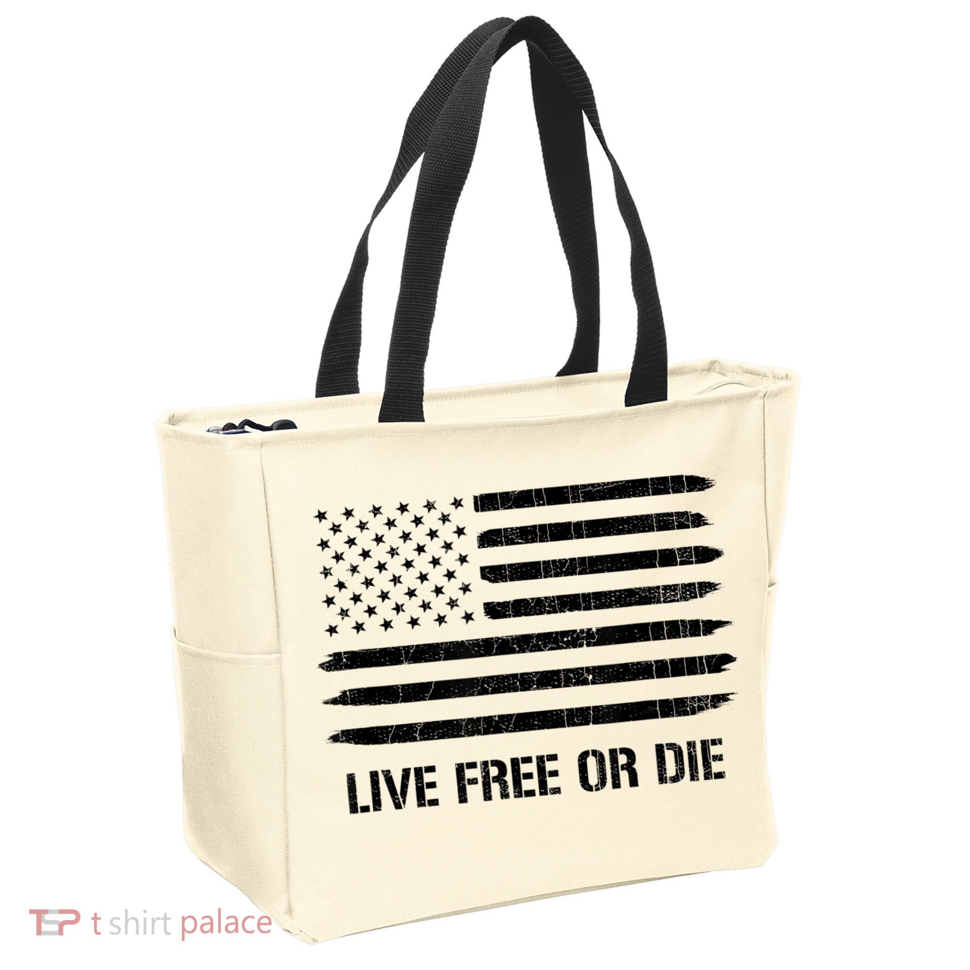 Live Free Or Die 2nd Amendment American Flag Tote Bag