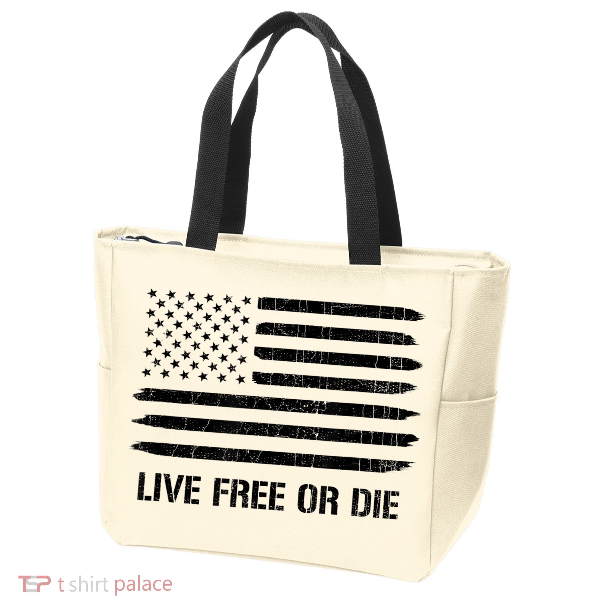 Live Free Or Die 2nd Amendment American Flag Tote Bag