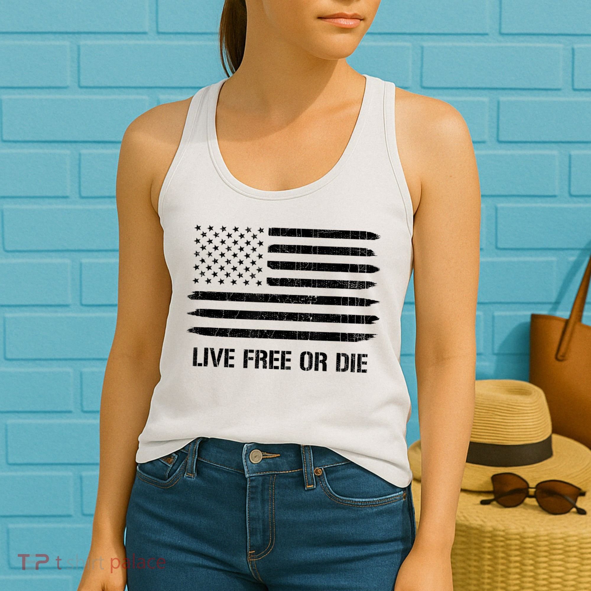 Live Free Or Die 2nd Amendment American Flag Women's Tank Top