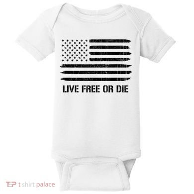 Live Free Or Die 2nd Amendment American Flag Baby Bodysuit