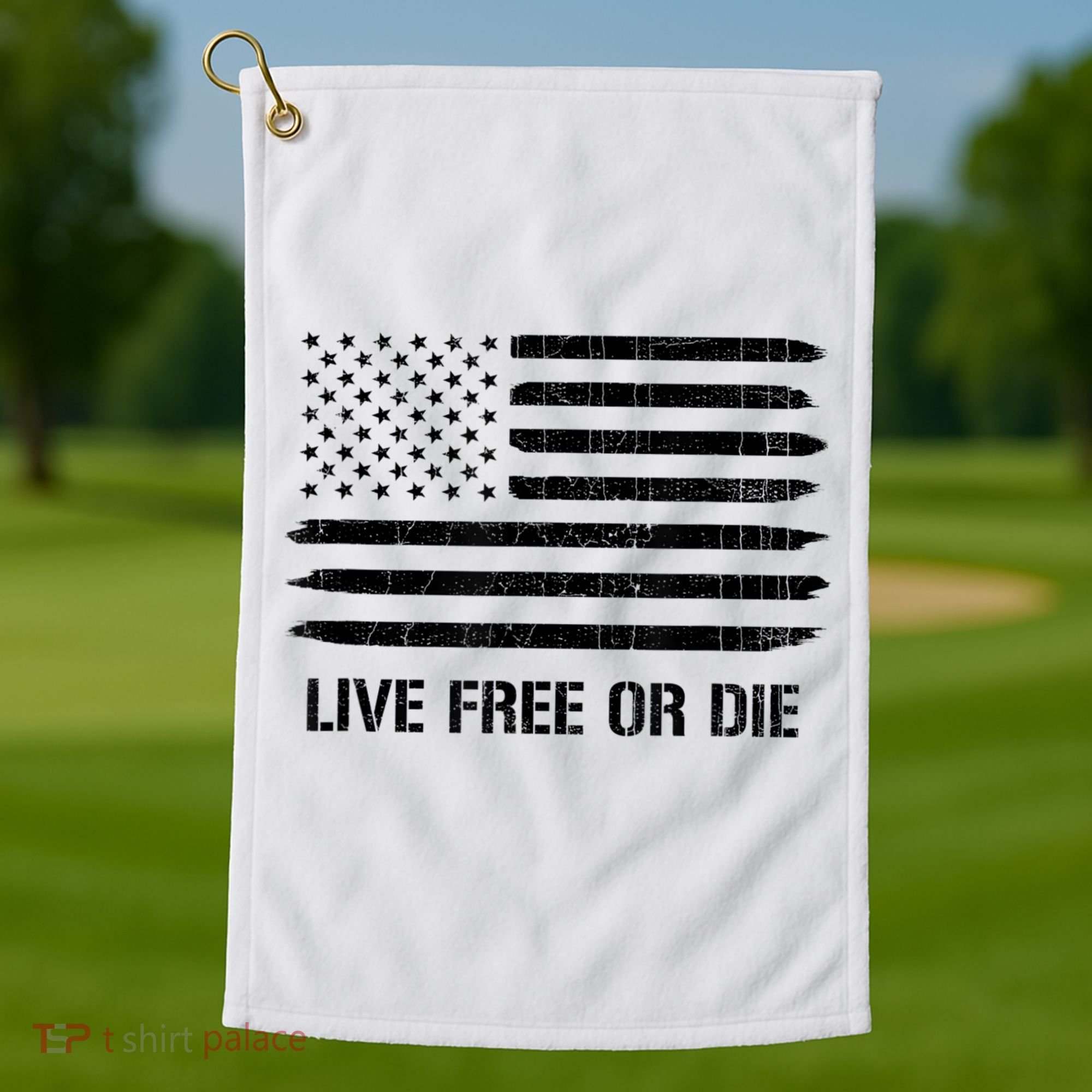 Live Free Or Die 2nd Amendment American Flag Golf Towel