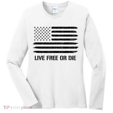 Live Free Or Die 2nd Amendment American Flag Women's Long Sleeve Shirt