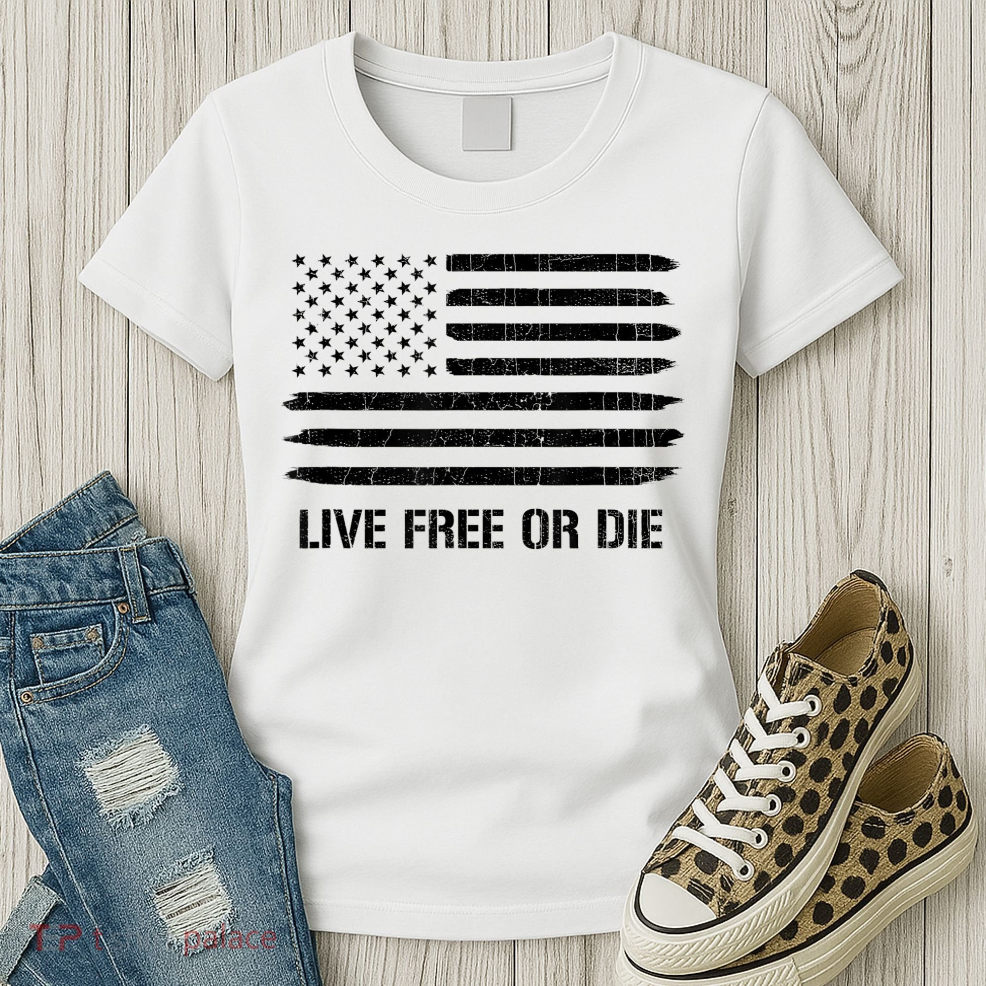 Live Free Or Die 2nd Amendment American Flag Women's T-Shirt