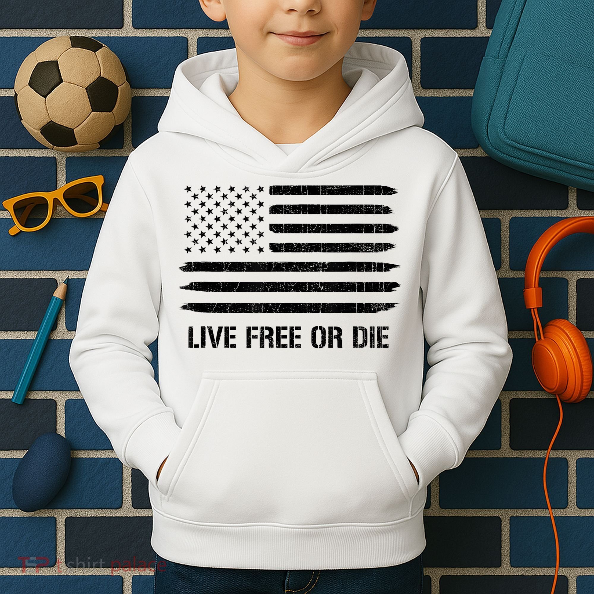 Live Free Or Die 2nd Amendment American Flag Kids Hoodie