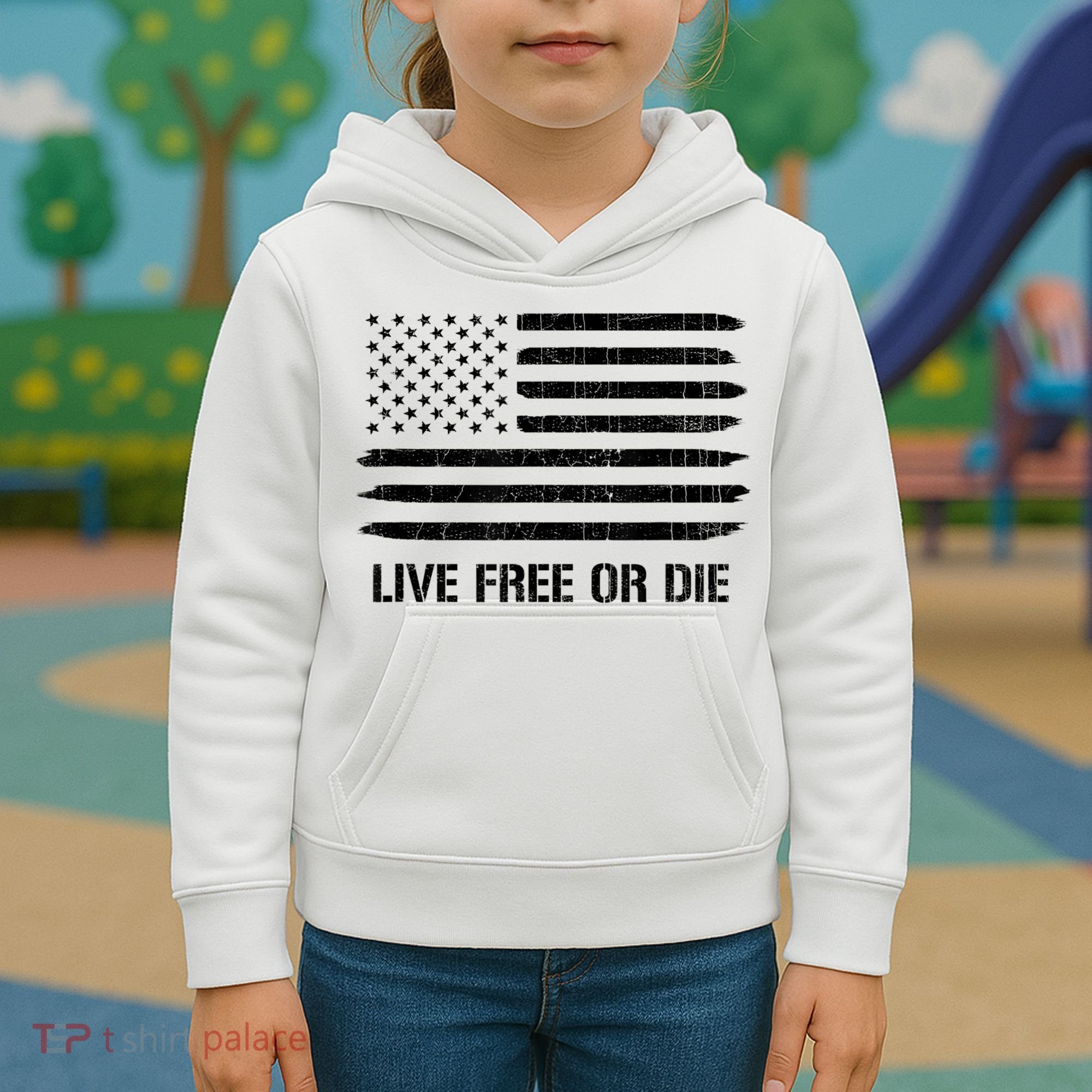 Live Free Or Die 2nd Amendment American Flag Kids Hoodie