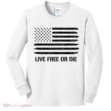 Live Free Or Die 2nd Amendment American Flag Kids Long Sleeve Shirt