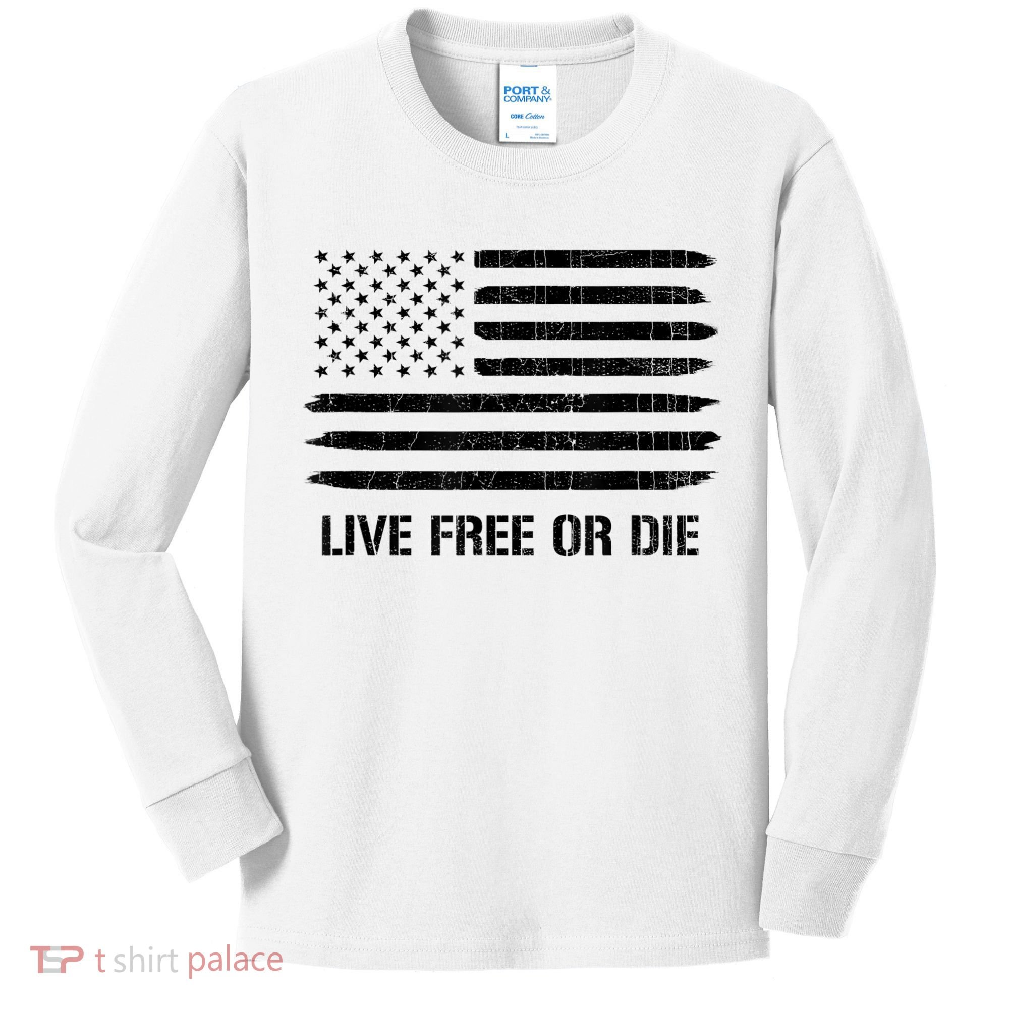 Live Free Or Die 2nd Amendment American Flag Kids Long Sleeve Shirt