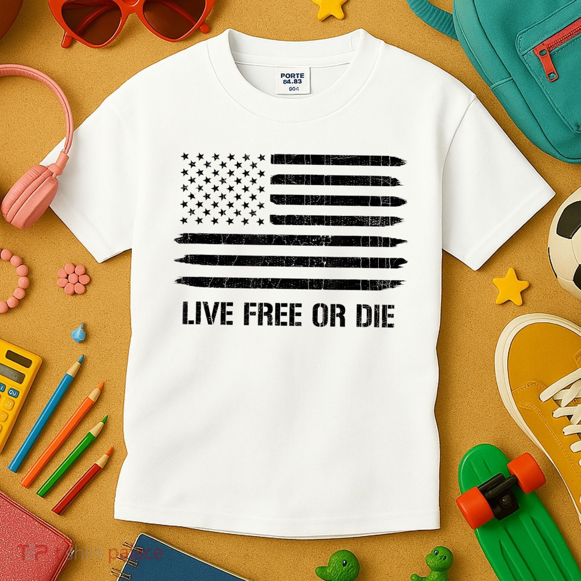 Live Free Or Die 2nd Amendment American Flag Kids T-Shirt