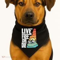 Live Free Or Die Retro New Hampshire Nature Graphic USA-Made Doggie Bandana thumb 1