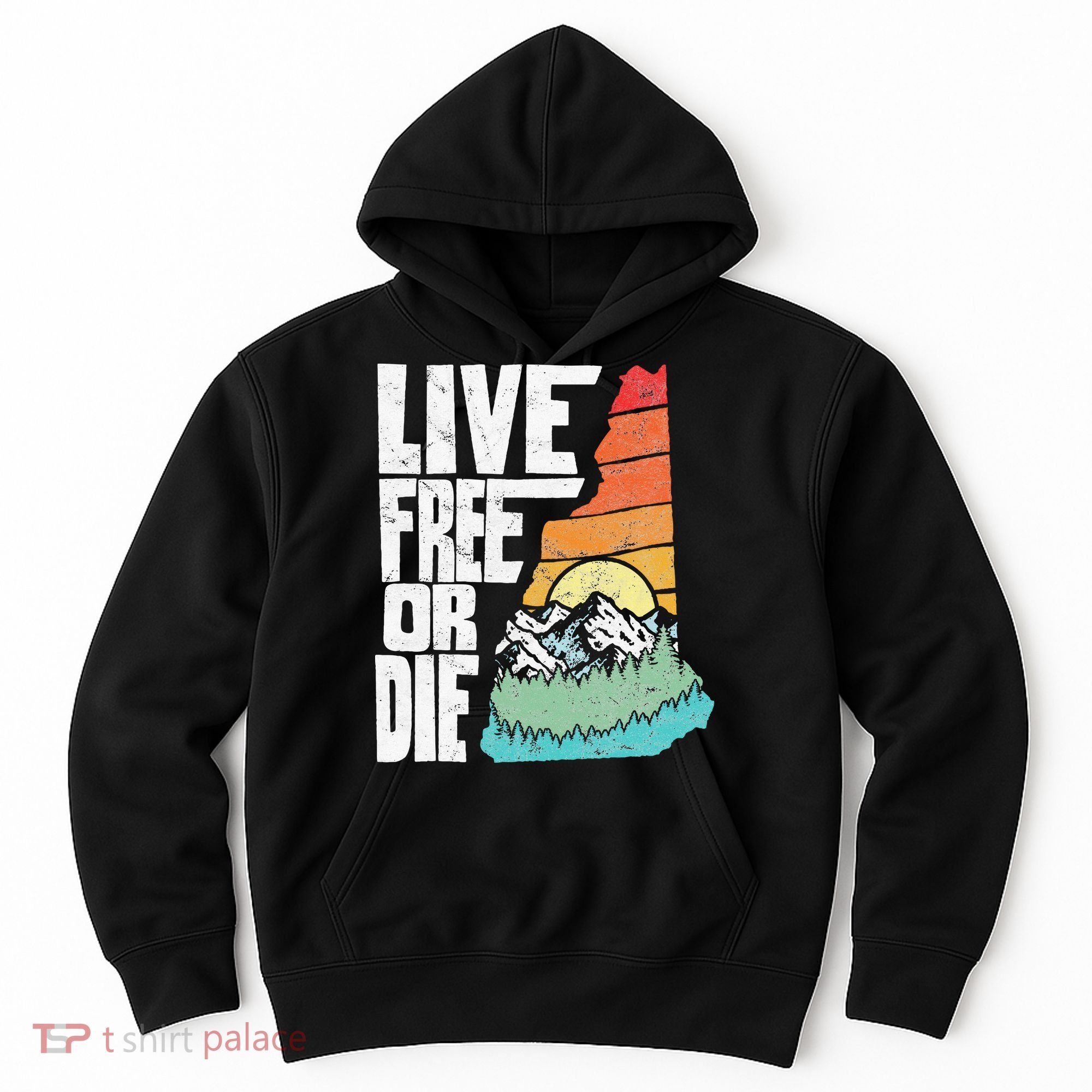 Live Free Or Die Retro New Hampshire Nature Graphic Hoodie