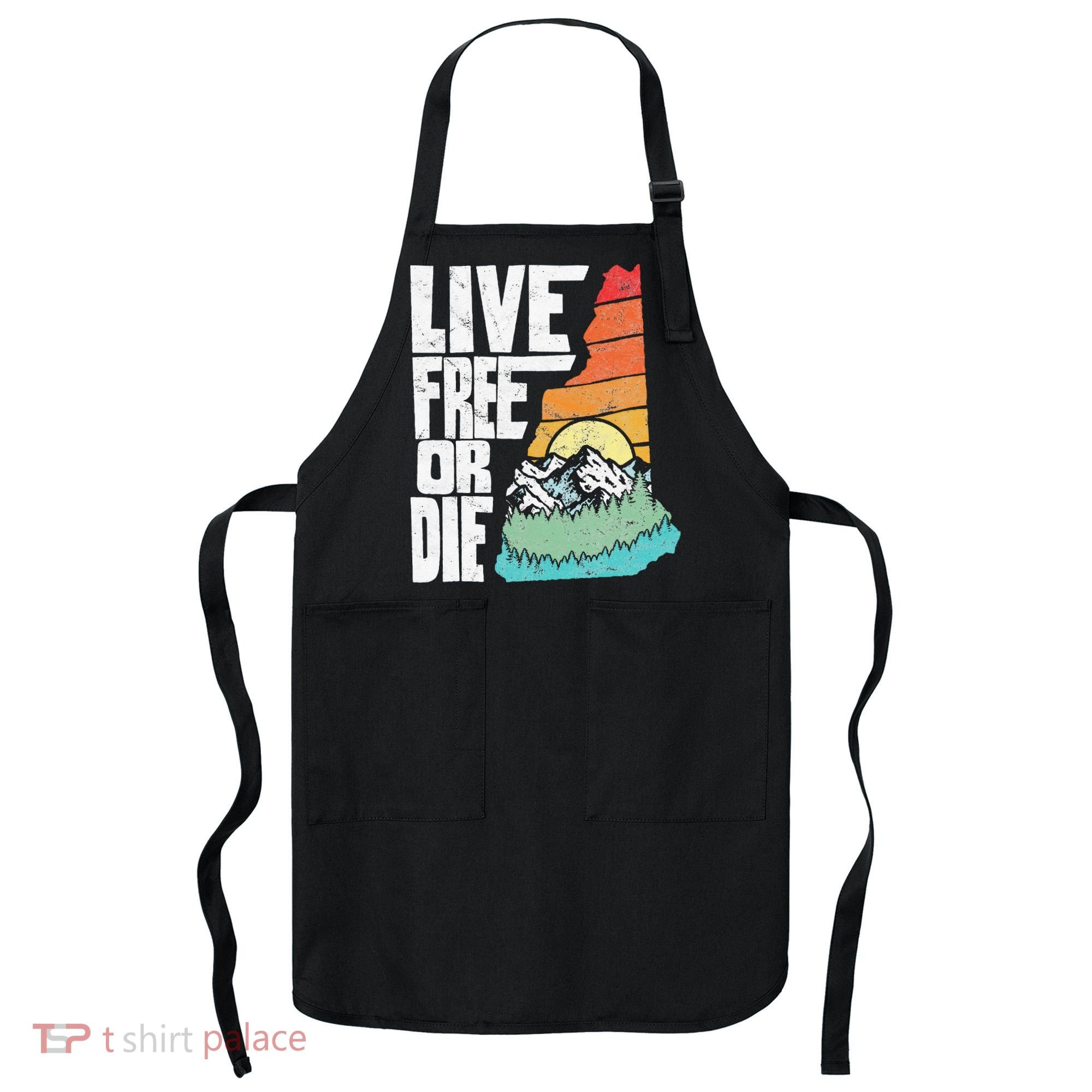 Live Free Or Die Retro New Hampshire Nature Graphic Apron
