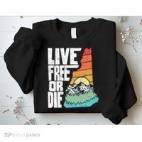 Live Free Or Die Retro New Hampshire Nature Graphic Sweatshirt thumb 2