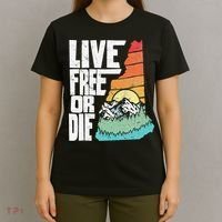 Live Free Or Die Retro New Hampshire Nature Graphic T-Shirt thumb 4