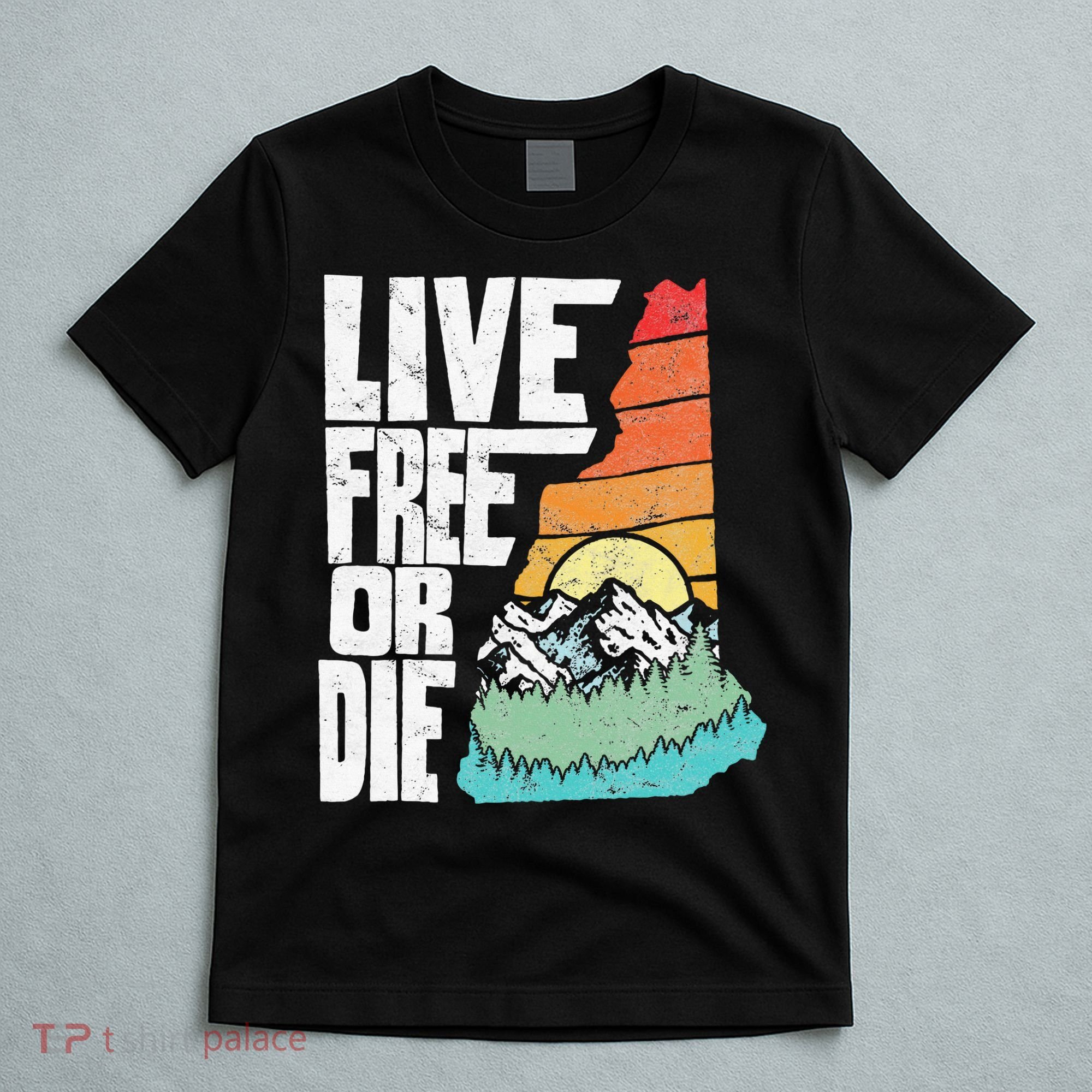 Live Free Or Die Retro New Hampshire Nature Graphic T-Shirt