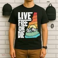 Live Free Or Die Retro New Hampshire Nature Graphic T-Shirt thumb 6