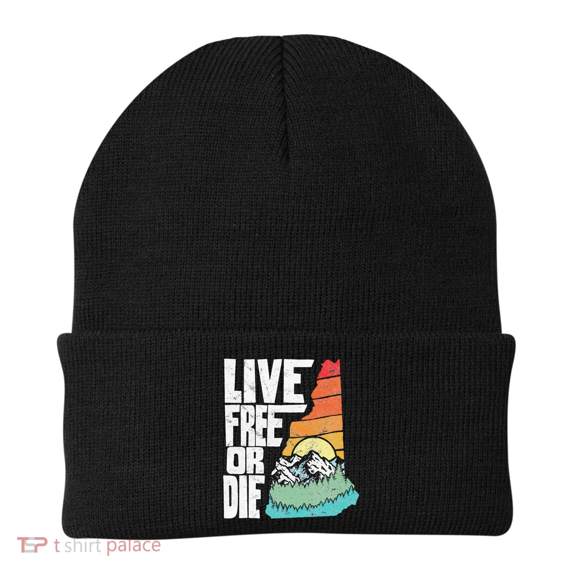 Live Free Or Die Retro New Hampshire Nature Graphic Beanie