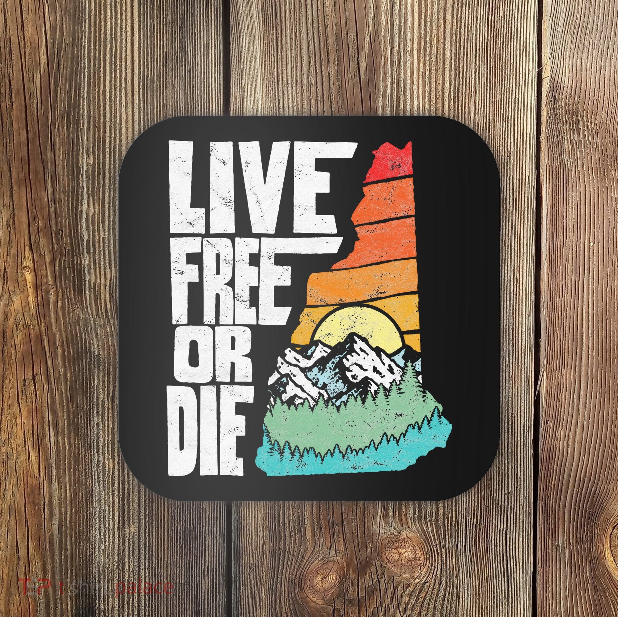 Live Free Or Die Retro New Hampshire Nature Graphic Coaster
