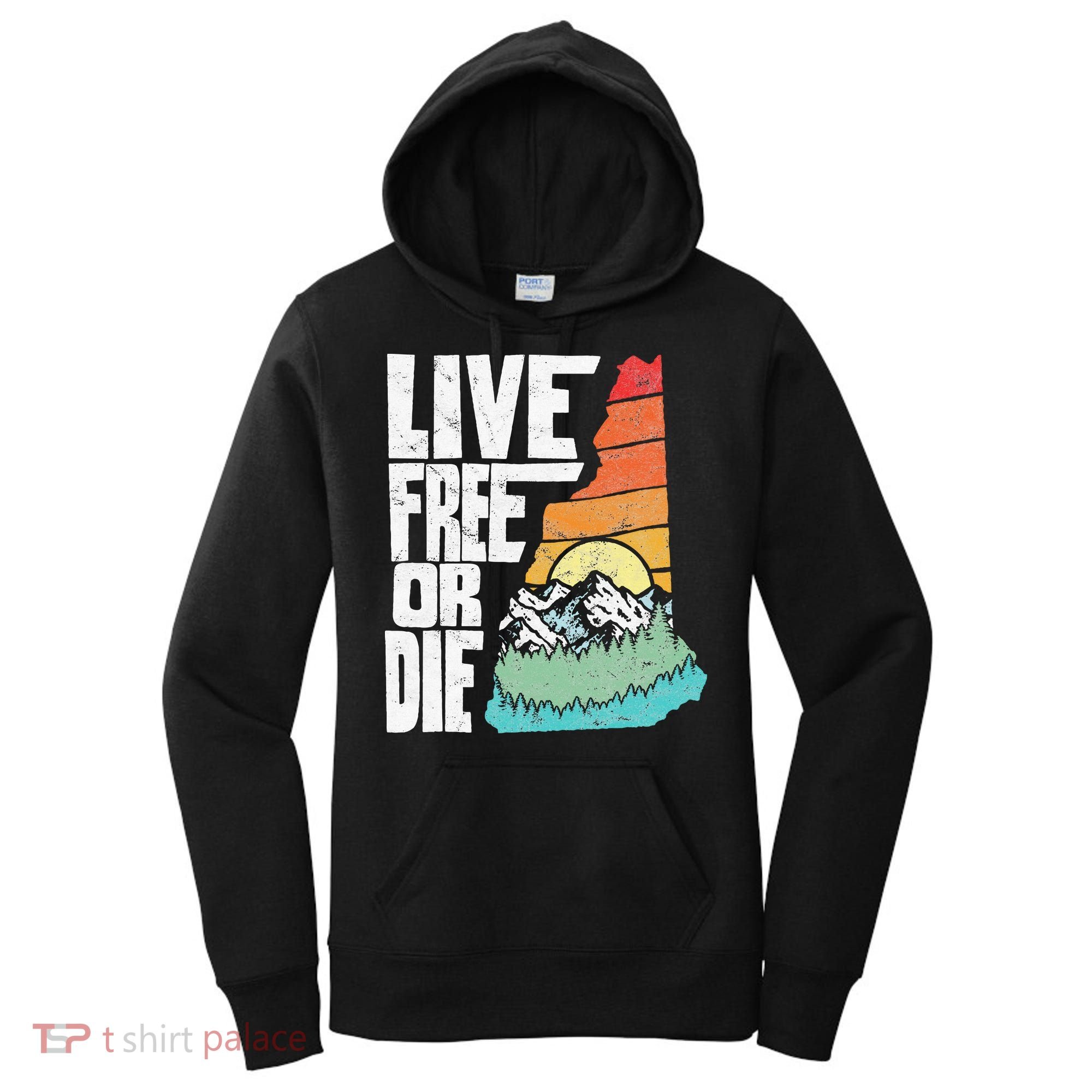 Live Free Or Die Retro New Hampshire Nature Graphic Women's Hoodie