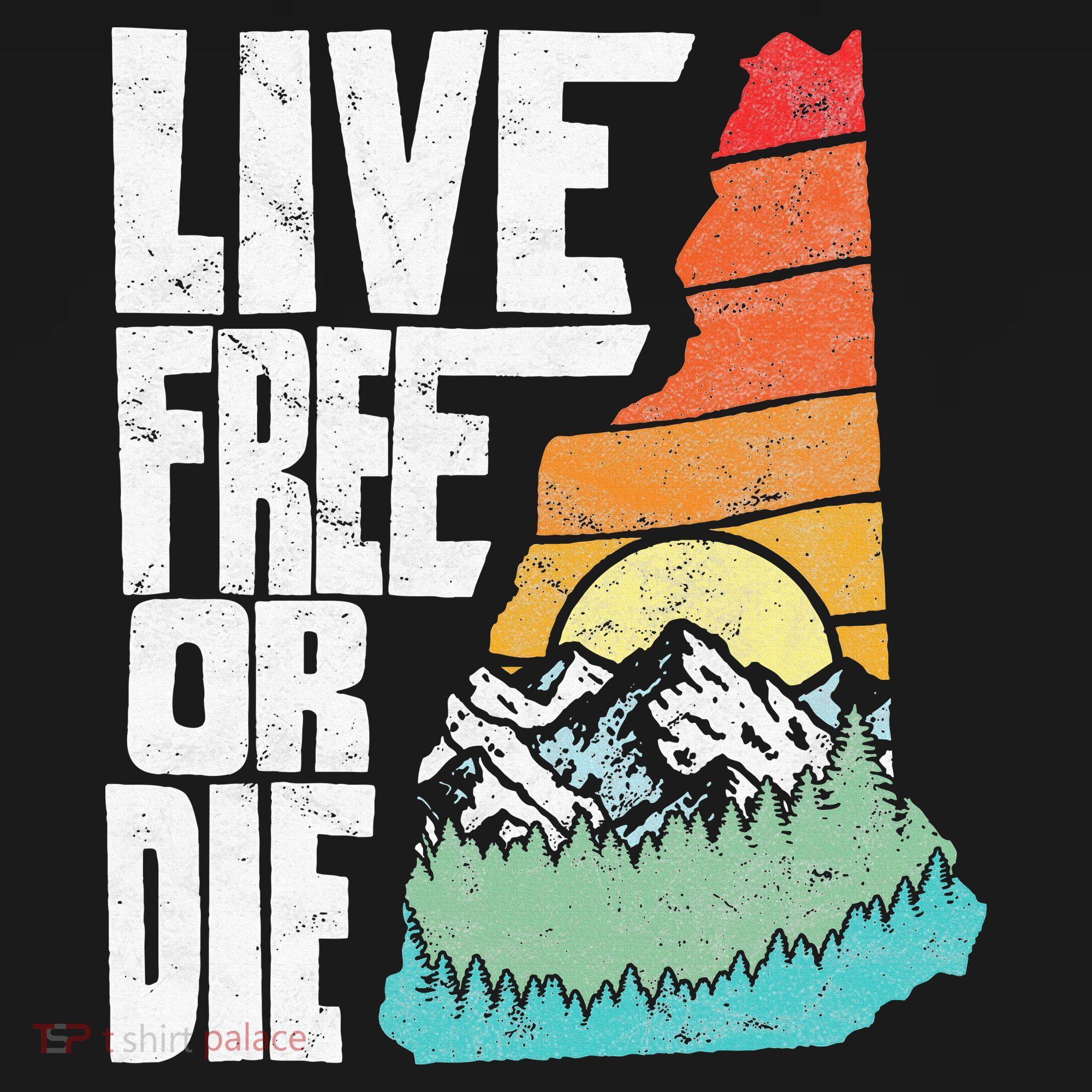 Live Free Or Die Retro New Hampshire Nature Graphic Mousepad
