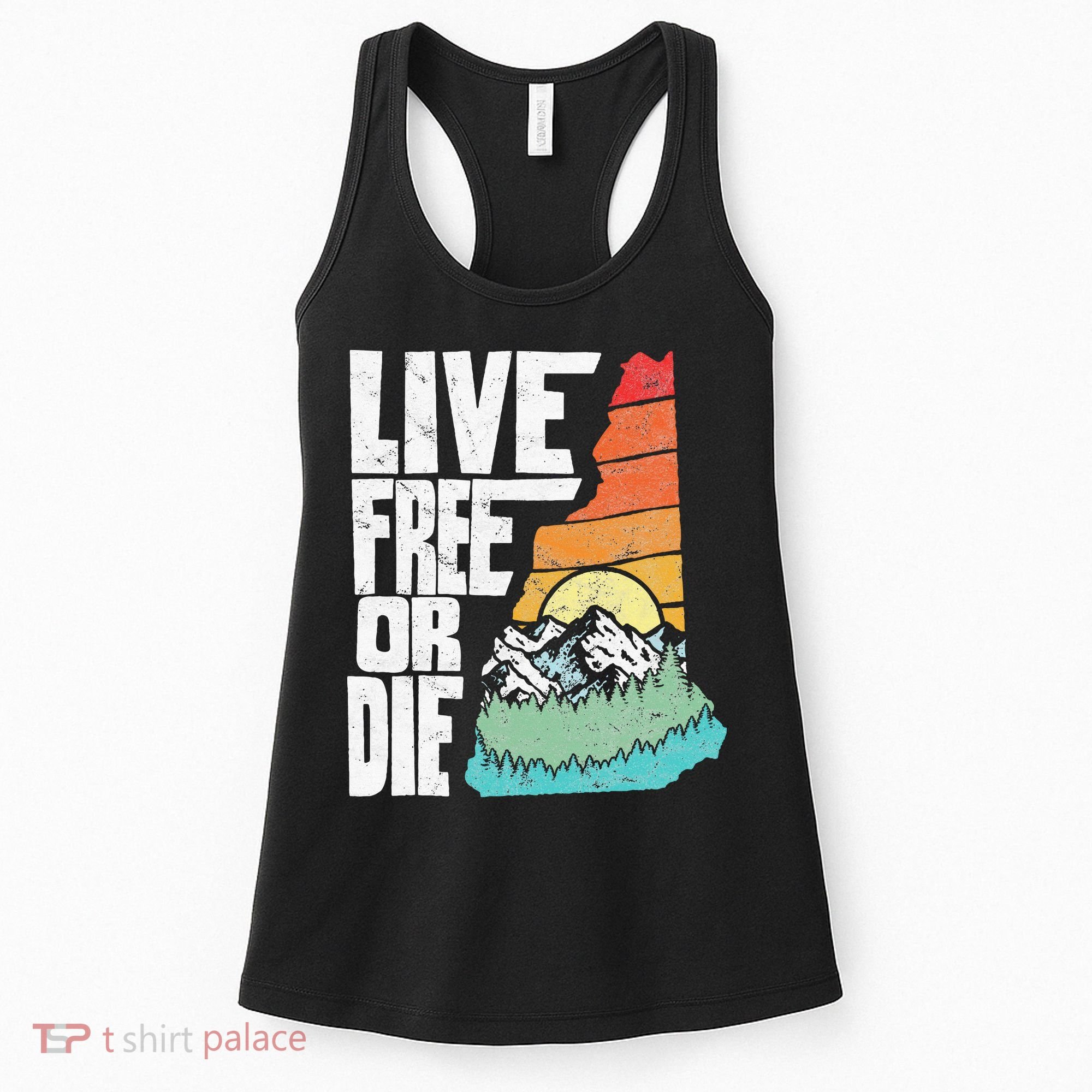 Live Free Or Die Retro New Hampshire Nature Graphic Women's Tank Top