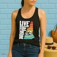 Live Free Or Die Retro New Hampshire Nature Graphic Women's Tank Top thumb 2