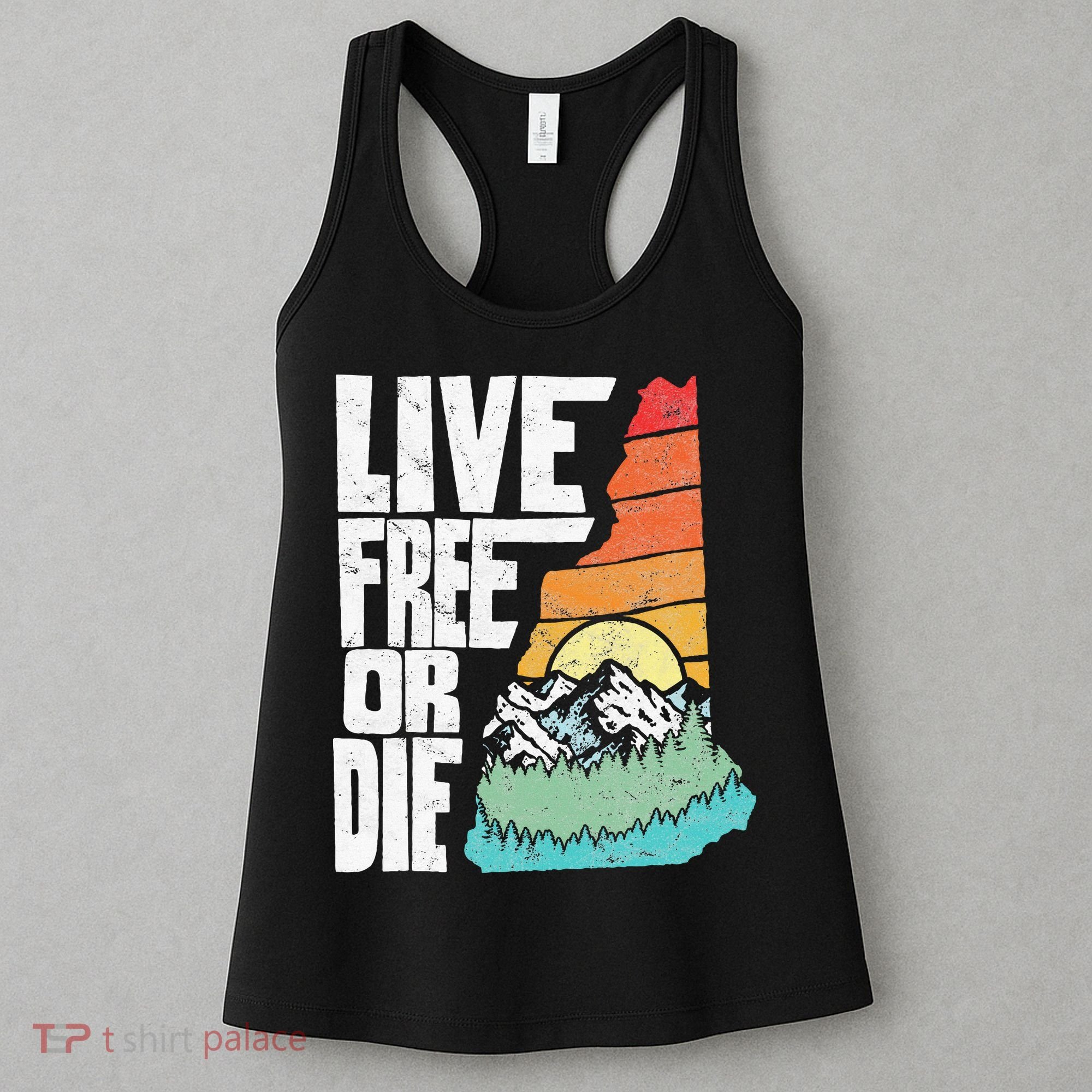 Live Free Or Die Retro New Hampshire Nature Graphic Women's Tank Top