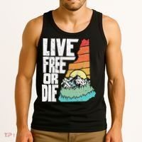 Live Free Or Die Retro New Hampshire Nature Graphic Tank Top thumb 3