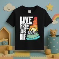 Live Free Or Die Retro New Hampshire Nature Graphic Toddler T-Shirt thumb 3