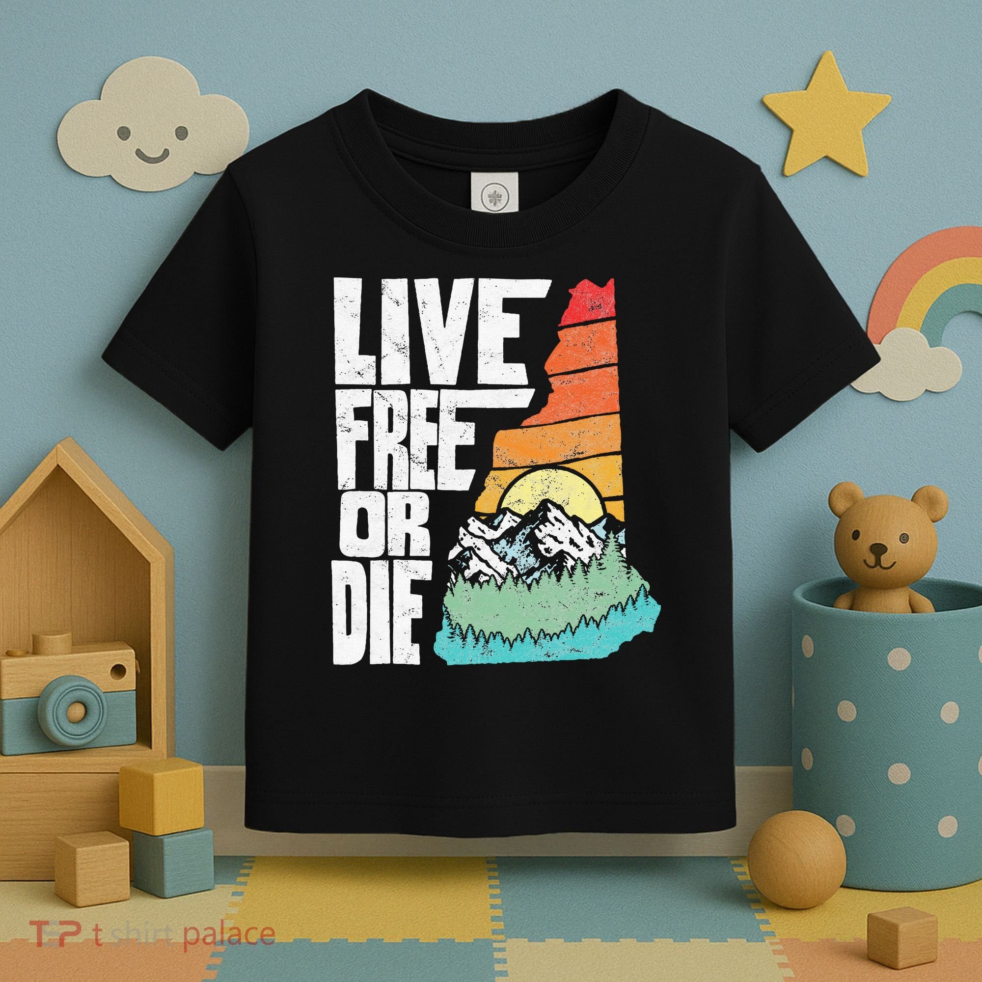 Live Free Or Die Retro New Hampshire Nature Graphic Toddler T-Shirt