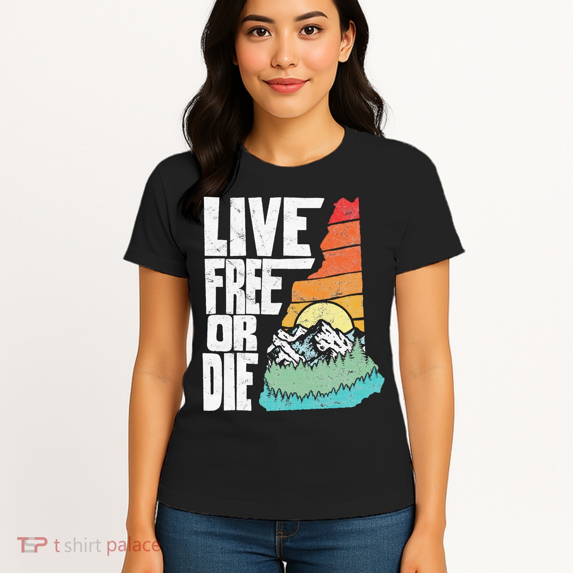Live Free Or Die Retro New Hampshire Nature Graphic Women's T-Shirt