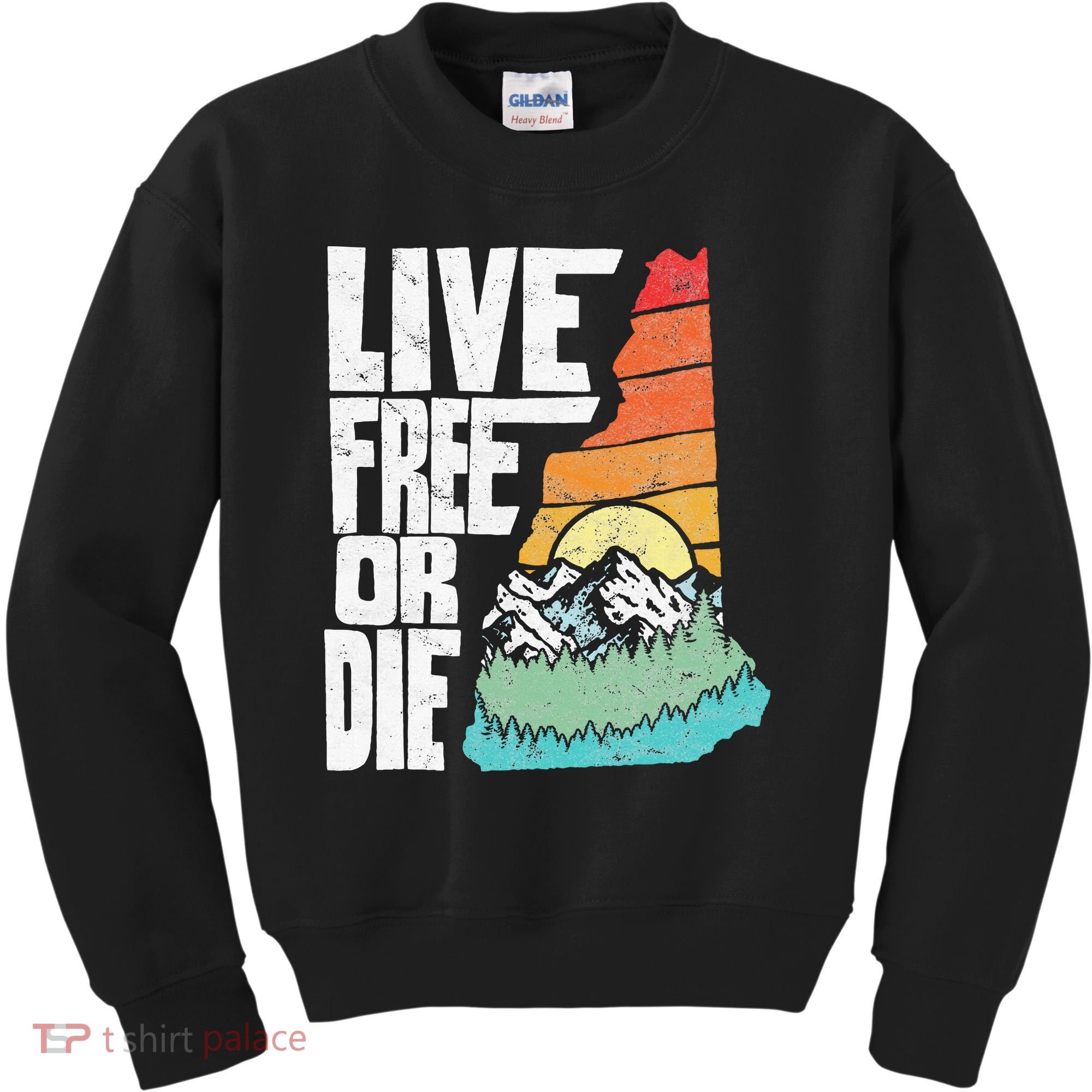 Live Free Or Die Retro New Hampshire Nature Graphic Kids Sweatshirt
