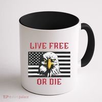 Live Free Or Die Bald Eagle American Flag Coffee Mug thumb 1