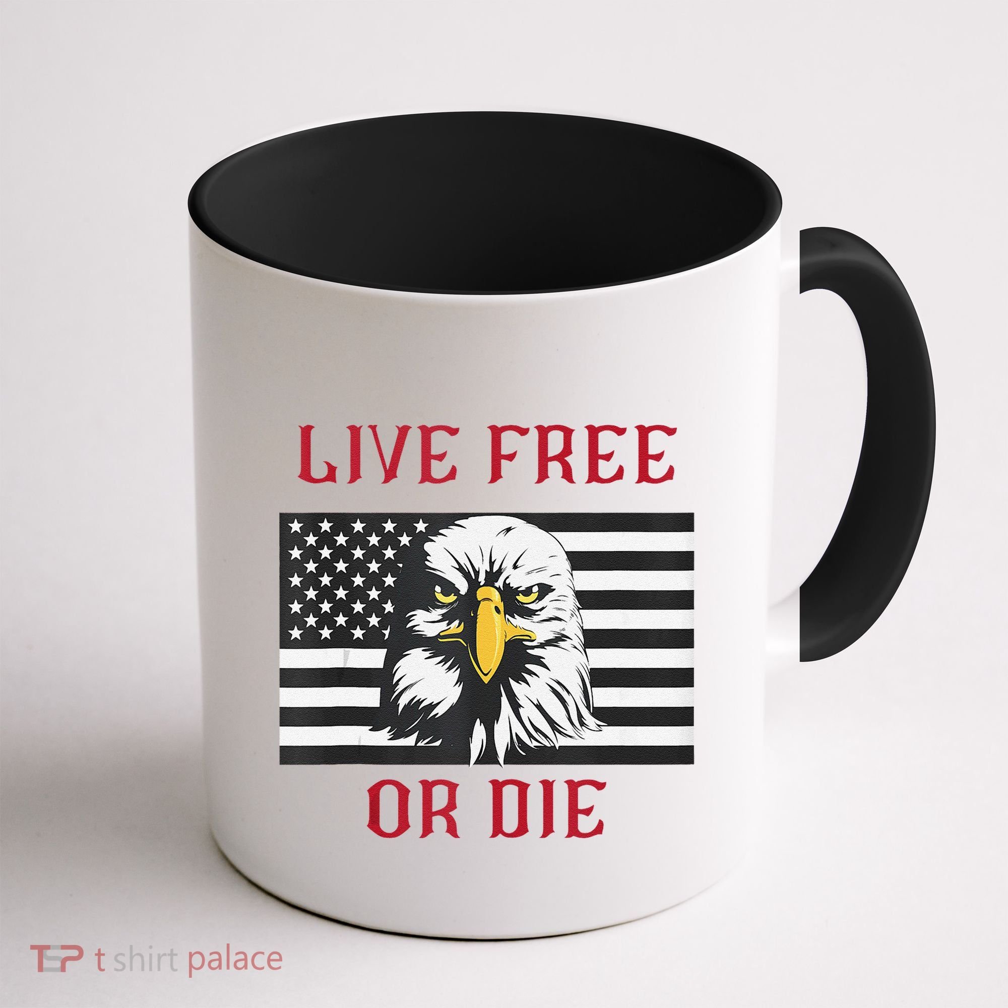 Live Free Or Die Bald Eagle American Flag Coffee Mug