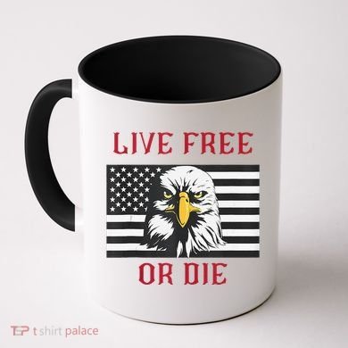 Live Free Or Die Bald Eagle American Flag Coffee Mug