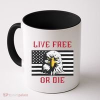 Live Free Or Die Bald Eagle American Flag Coffee Mug thumb 0
