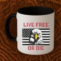 Live Free Or Die Bald Eagle American Flag Coffee Mug thumb 2