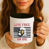 Live Free Or Die Bald Eagle American Flag Coffee Mug thumb 3