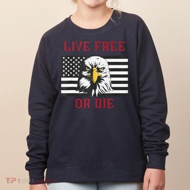 Live Free Or Die Bald Eagle American Flag Women's Sweatshirt