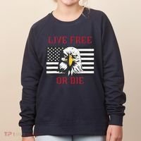 Live Free Or Die Bald Eagle American Flag Women's Sweatshirt thumb 0