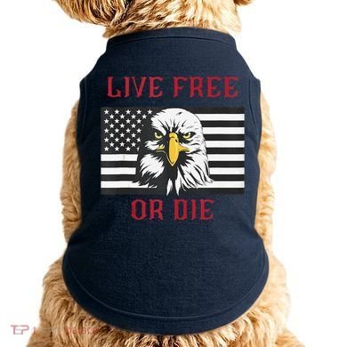 Live Free Or Die Bald Eagle American Flag Doggie Tank