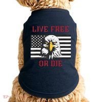 Live Free Or Die Bald Eagle American Flag Doggie Tank thumb 0