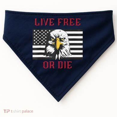 Live Free Or Die Bald Eagle American Flag USA-Made Doggie Bandana