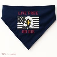 Live Free Or Die Bald Eagle American Flag USA-Made Doggie Bandana thumb 0