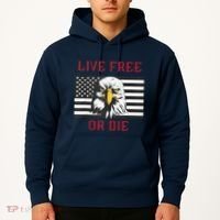 Live Free Or Die Bald Eagle American Flag Hoodie thumb 2