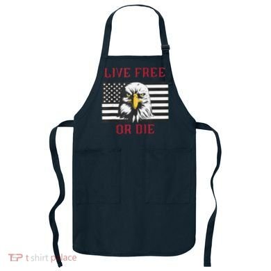Live Free Or Die Bald Eagle American Flag Apron