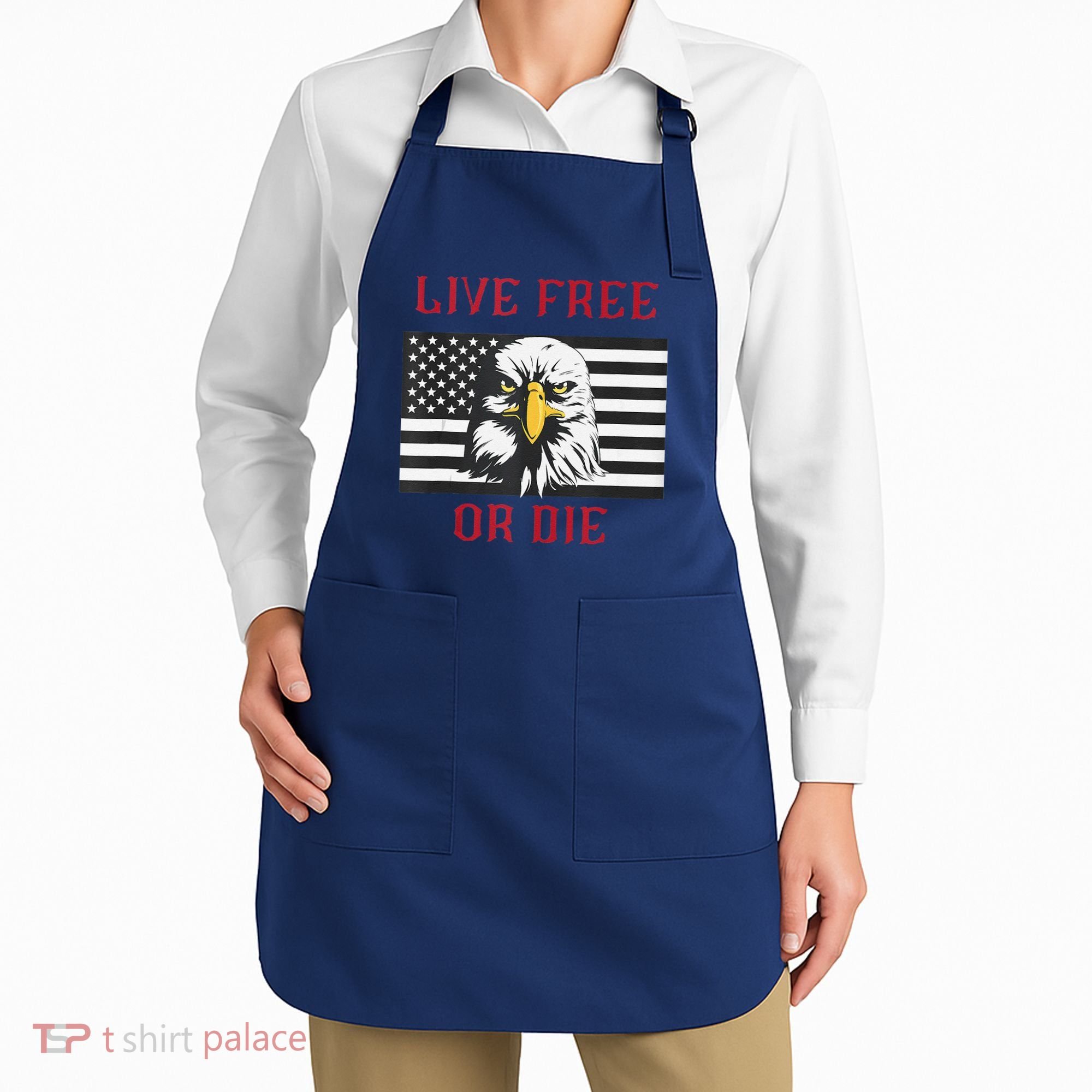 Live Free Or Die Bald Eagle American Flag Apron