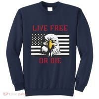 Live Free Or Die Bald Eagle American Flag Sweatshirt thumb 0