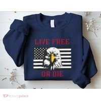 Live Free Or Die Bald Eagle American Flag Sweatshirt thumb 2