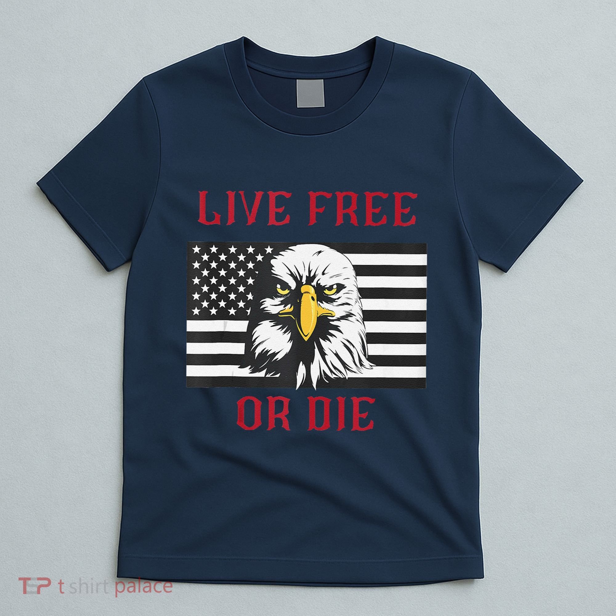 Live Free Or Die Bald Eagle American Flag T-Shirt